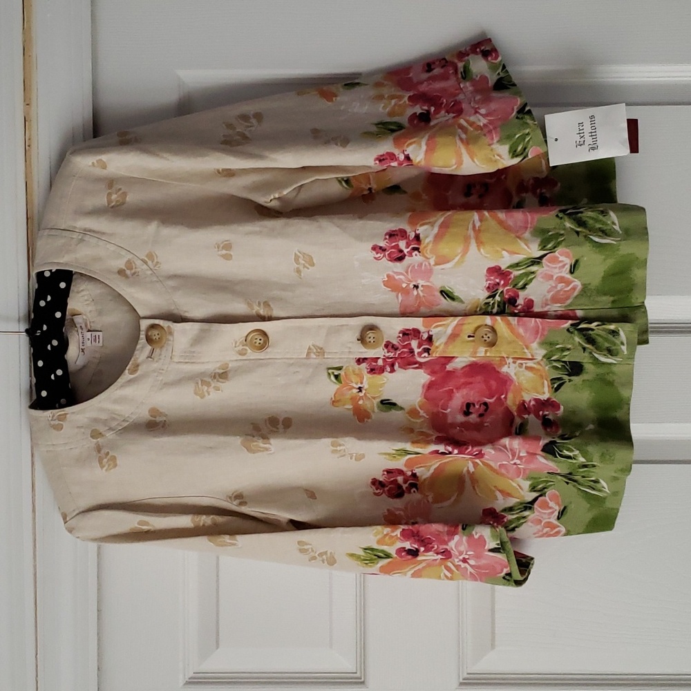 JM COLLECTION Linen Blouse Jacket